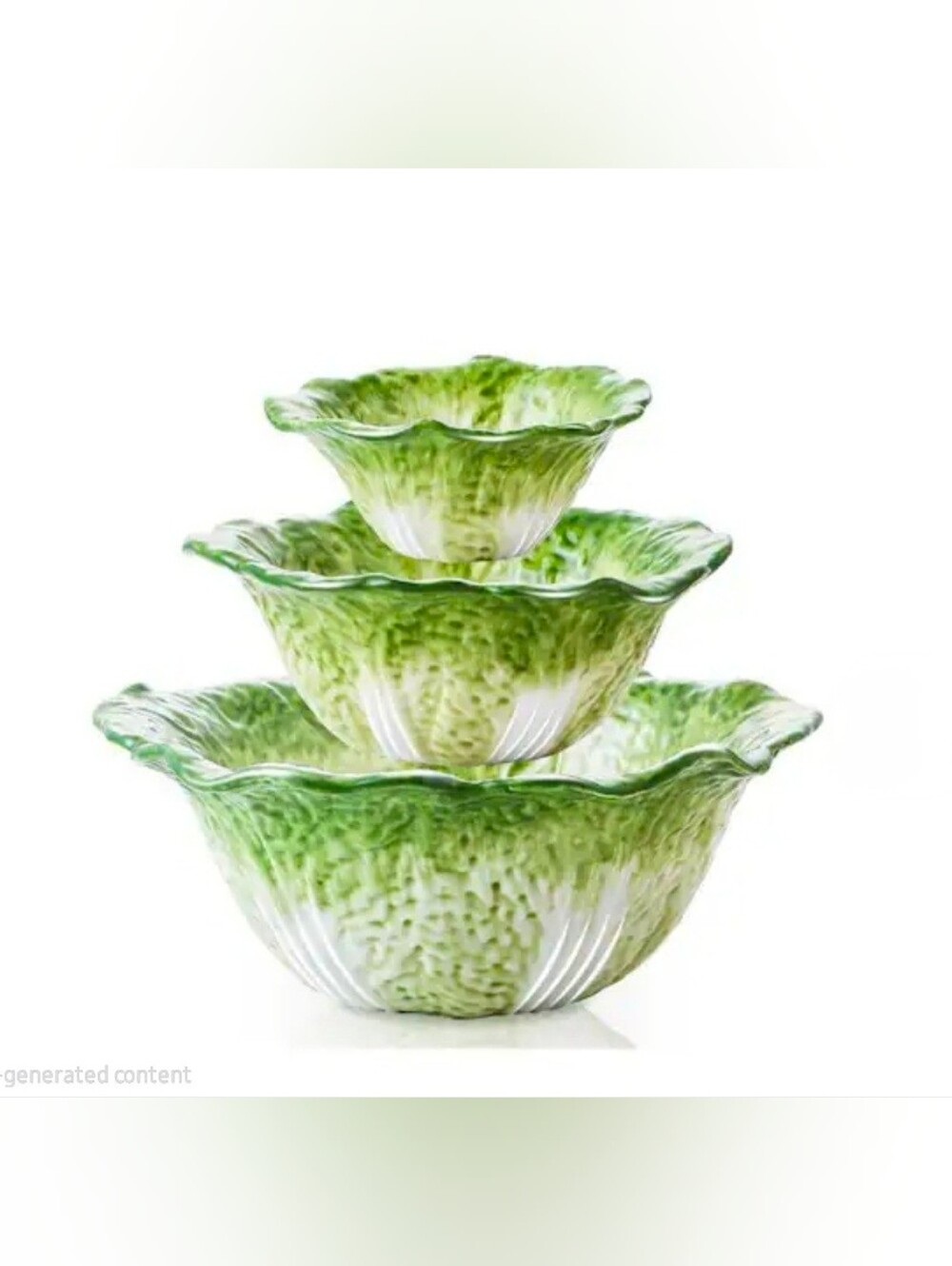 Green Cabbage Serving Bowl Set of 3